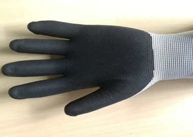 Low DMF Nitrile Grip Gloves , Nitrile Foam Coated Gloves High Elastic Nylon Liner