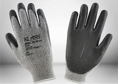 Customized Color PU Palm Coated Gloves , Cut Level 5 Safety Gloves Light Weight